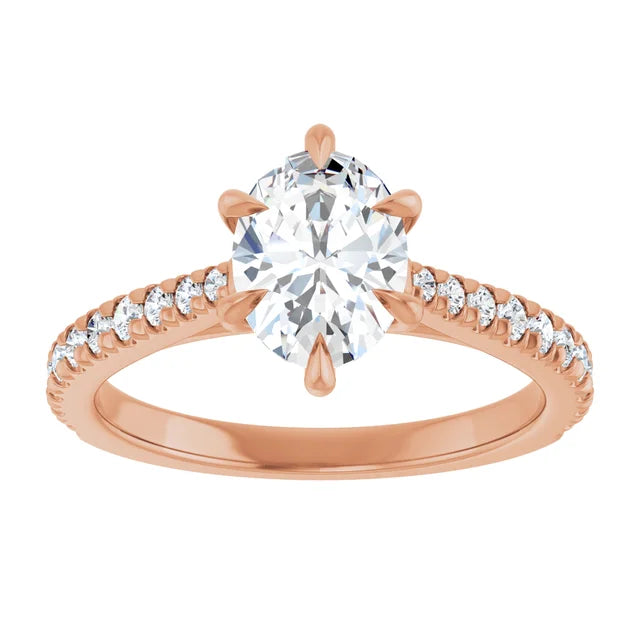Oval Rose Gold Claw Set Style Engagement Ring