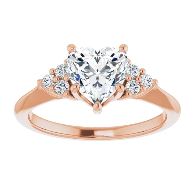 Heart Rose Gold Antique Inspired Design Engagement Ring