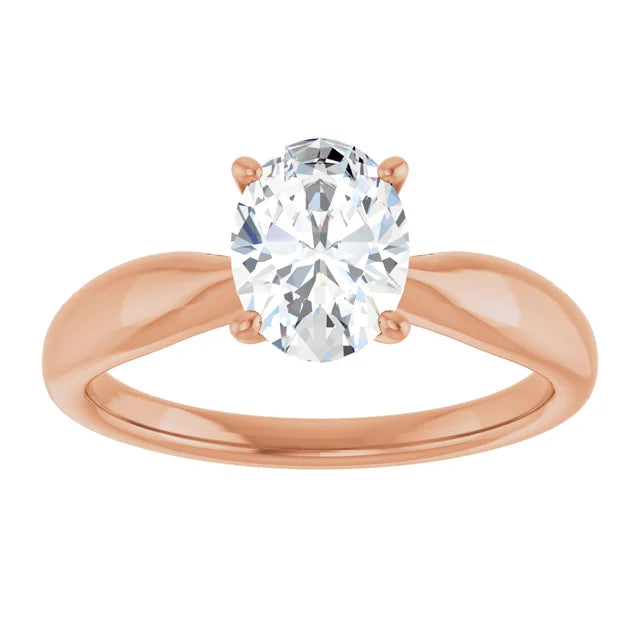Oval Rose Gold Knife Edge Solitaire Engagement Ring