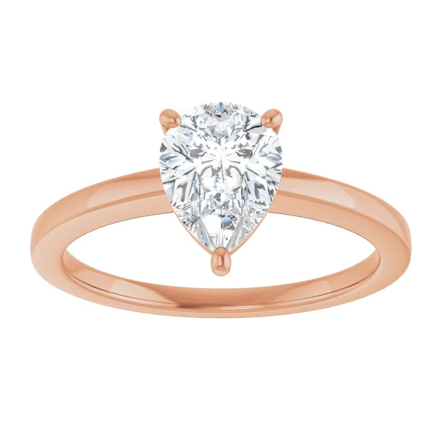 Pear Rose Gold Solitaire Style Engagement Ring