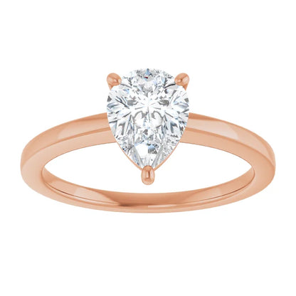 Pear Rose Gold Solitaire Style Engagement Ring