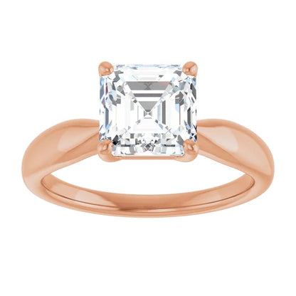 Asscher Rose Gold Knife Edge Solitaire Engagement Ring