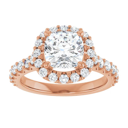 Cushion Halo Rose Gold Style Engagement Ring