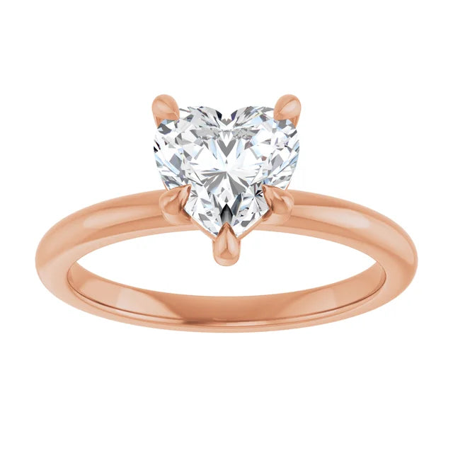 Heart Rose Gold Solitaire Engagement Ring