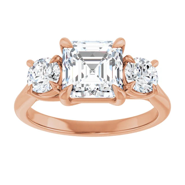 Asscher Rose Gold Accent Engagement Ring