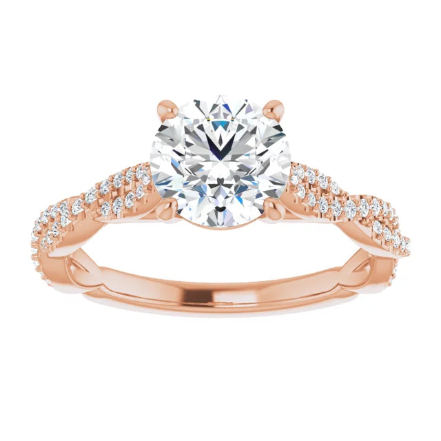 Round Brilliant Rose Gold Twist Style Engagement Ring