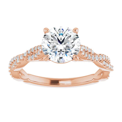 Round Brilliant Rose Gold Twist Style Engagement Ring
