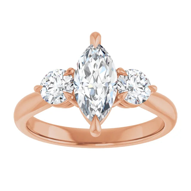 Marquise Rose Gold Accent Engagement Ring