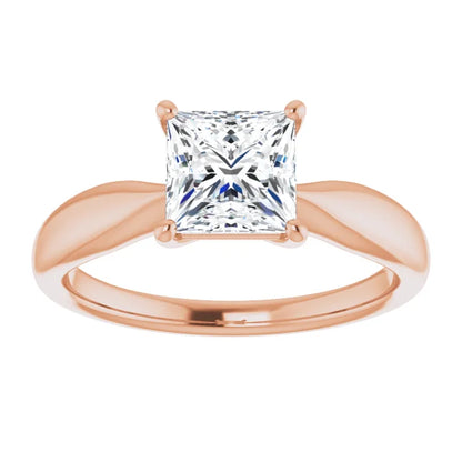 Princess Rose Gold Knife Edge Solitaire Engagement Ring