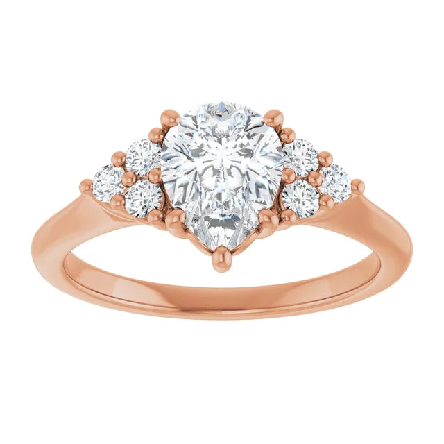 Pear Rose Gold Antique Inspired Design Engagement Ring