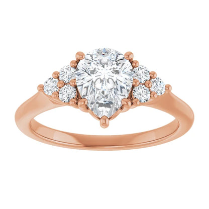 Pear Rose Gold Antique Inspired Design Engagement Ring