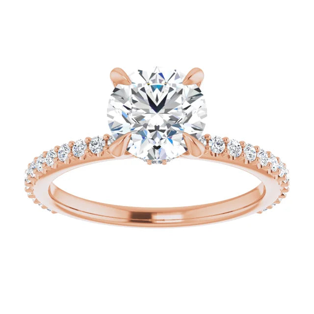 Round Brilliant Rose Gold Claw Set Style Engagement Ring 