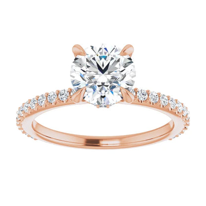 Round Brilliant Rose Gold Claw Set Style Engagement Ring 