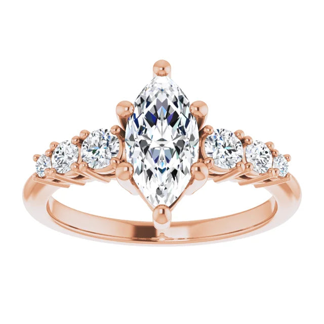 Marquise Rose Gold Multi Stone Accent Style Engagement Ring