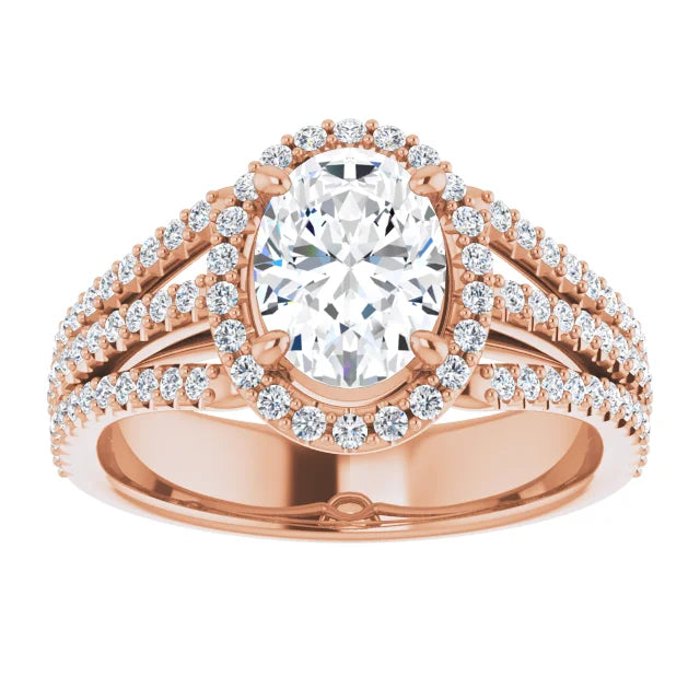 Oval Rose Gold Halo Style Engagement Ring