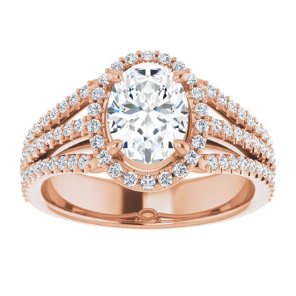 Oval Rose Gold Halo Style Engagement Ring