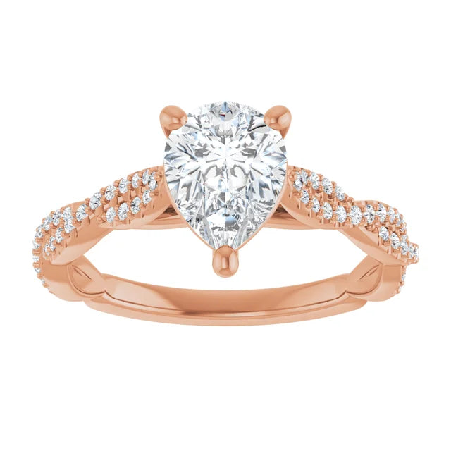 Pear Rose Gold Twist Style Engagement Ring
