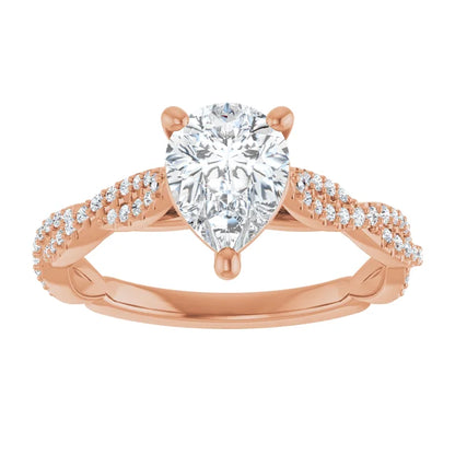 Pear Rose Gold Twist Style Engagement Ring