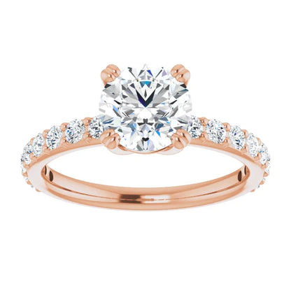 Round Brilliant Rose Gold Claw Set Style Engagement Ring