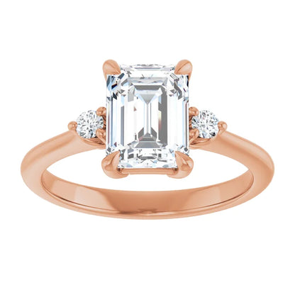 Emerald Rose Gold Accent Engagement Ring