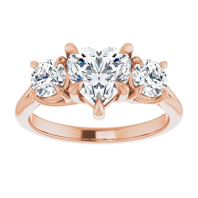 Heart Rose Gold Accent Engagement Ring