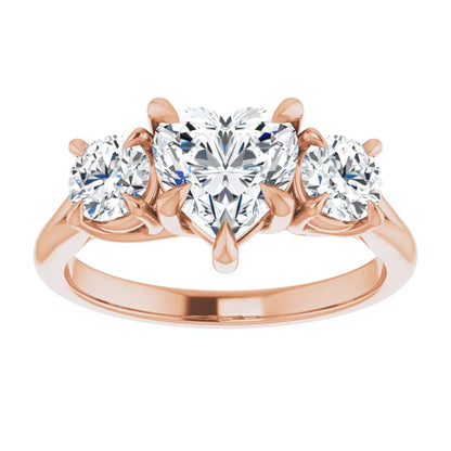 Heart Rose Gold Accent Engagement Ring