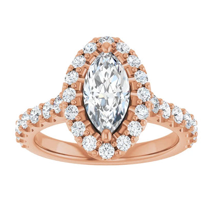 Marquise Halo Rose Gold Style Engagement Ring
