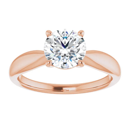 Round Brilliant Rose Gold Knife Edge Solitaire Engagement Ring