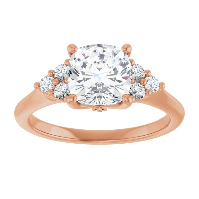 Cushion Rose Gold Antique Inspired Design Engagement Ring
