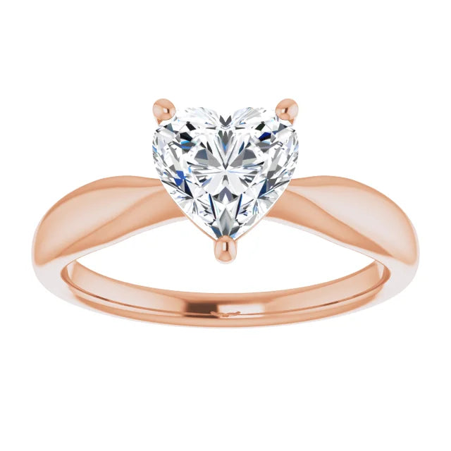 Heart Rose Gold Knife Edge Solitaire Engagement Ring