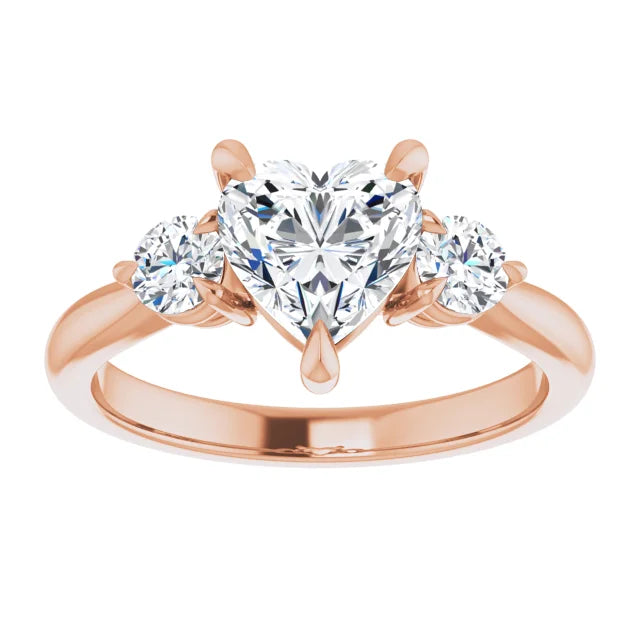 Heart Rose Gold Accent Engagement Ring