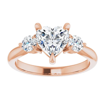 Heart Rose Gold Accent Engagement Ring