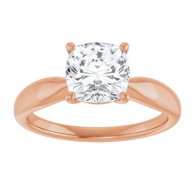Cushion Rose Gold Knife Edge Solitaire Engagement Ring