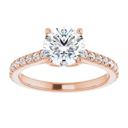 Round Brilliant Rose Gold Claw Set Eternity Style Engagement Ring