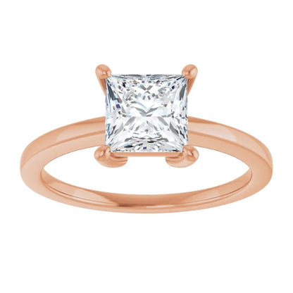 Princess Rose Gold Solitaire Style Engagement Ring