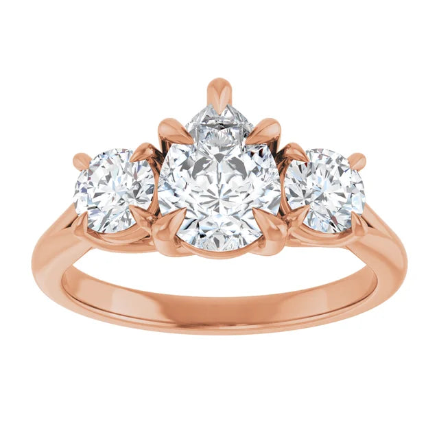 Pear Rose Gold Accent Engagement Ring