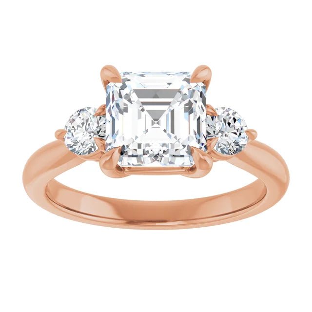 Asscher Rose Gold Accent Engagement Ring