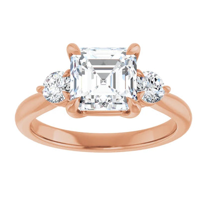 Asscher Rose Gold Accent Engagement Ring