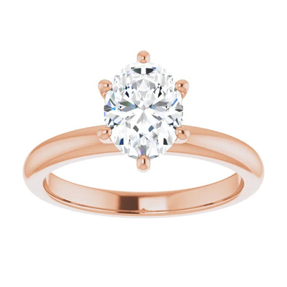 Oval Cut Rose Gold Low Hidden Halo Solitaire Engagement Ring