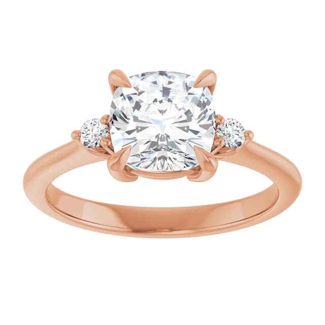 Cushion Rose Gold Accent Engagement Ring