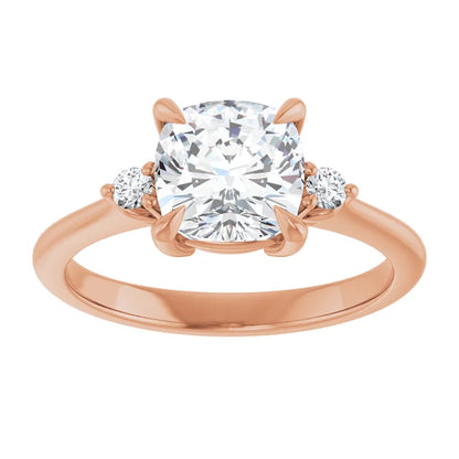 Cushion Rose Gold Accent Engagement Ring