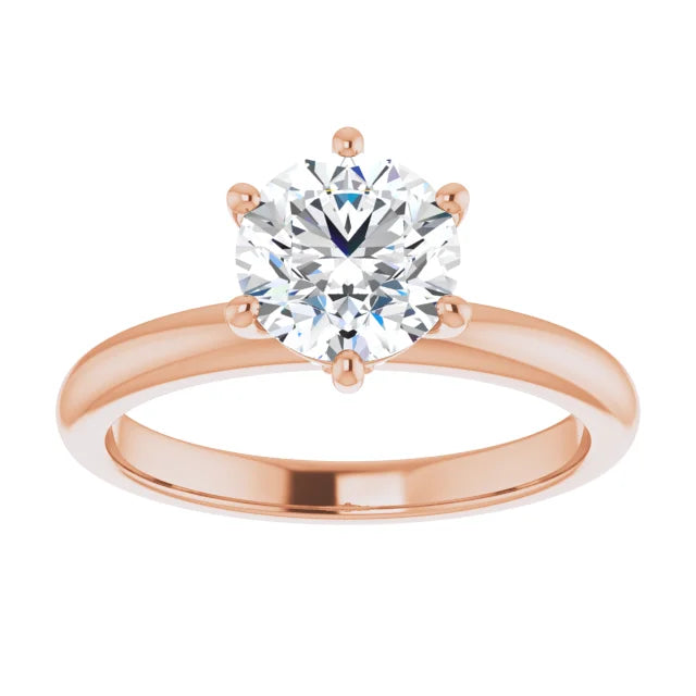 Round Brilliant Cut Rose Gold Low Hidden Halo Solitaire Engagement Ring