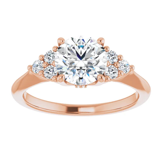 Round Brilliant Rose Gold Antique Inspired Design Engagement Ring