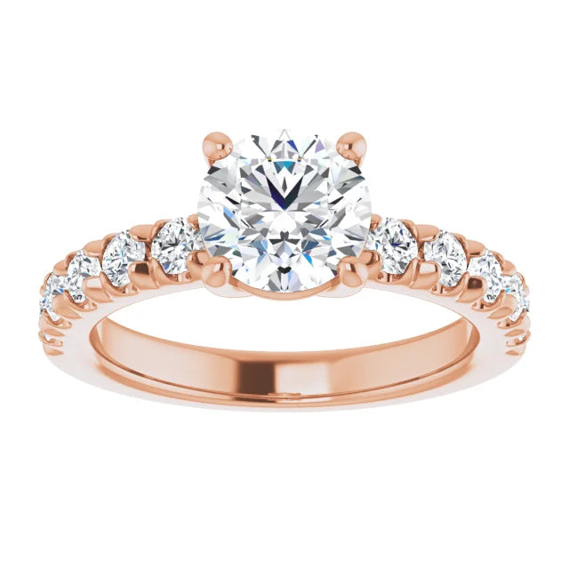 Round Brilliant Rose Gold Four Claw Set Style Engagement Ring
