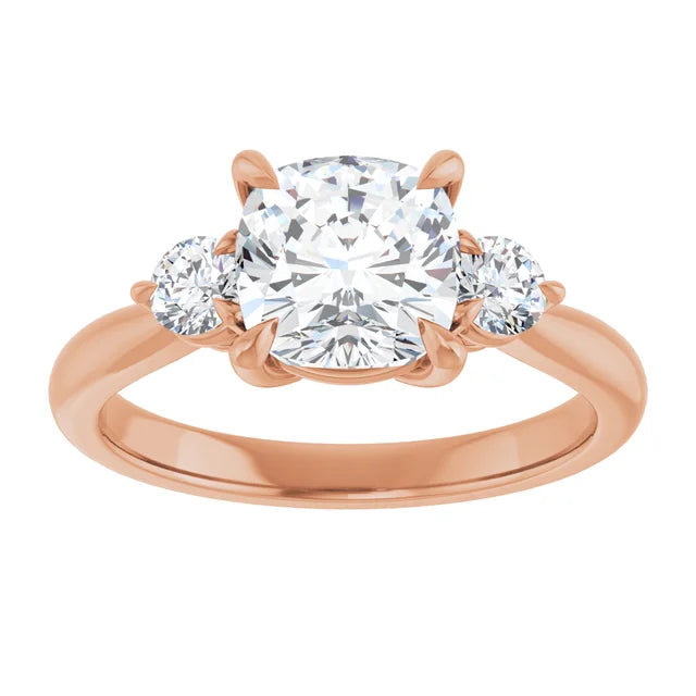 Cushion Rose Gold Accent Engagement Ring