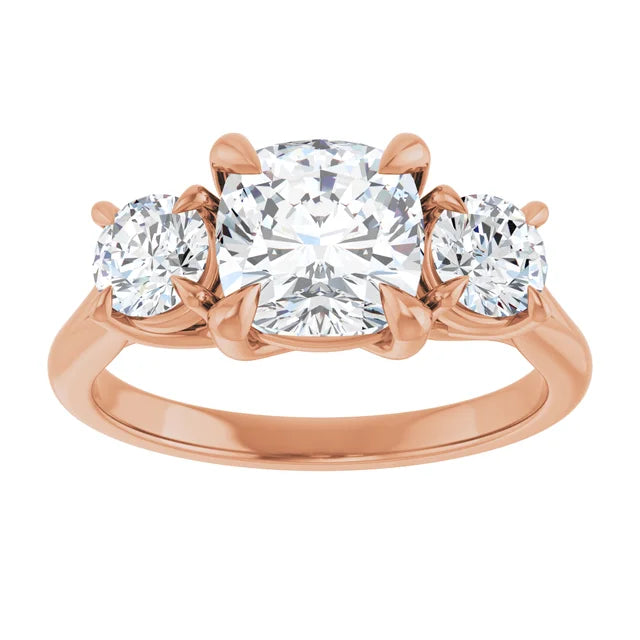 Cushion Rose Gold Accent Engagement Ring