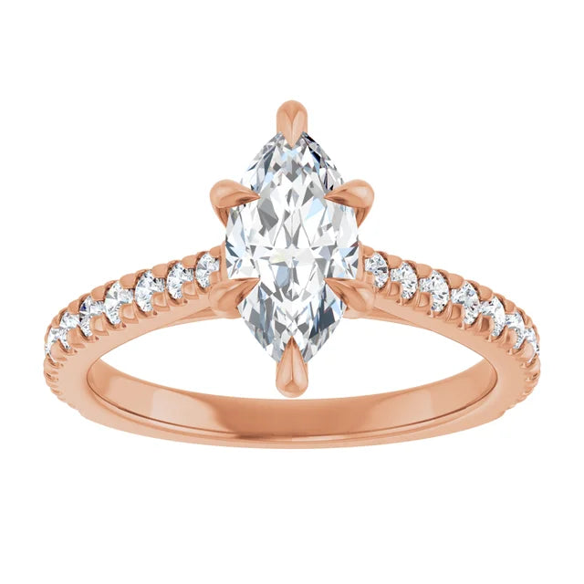 Marquise Rose Gold Claw Set Style Engagement Ring