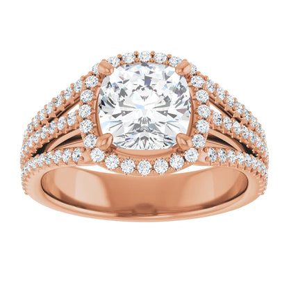 Cushion Rose Gold Halo Style Engagement Ring