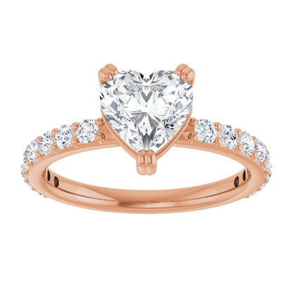 Heart Rose Gold Claw Set Style Engagement Ring