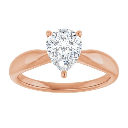 Pear Rose Gold Knife Edge Solitaire Engagement Ring